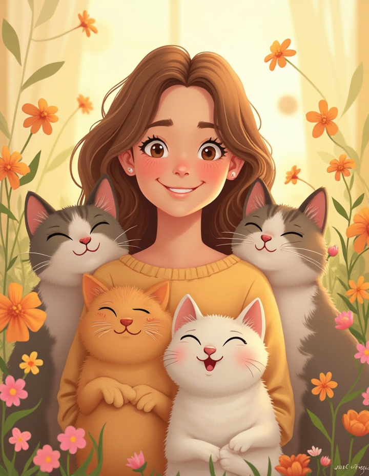 Maria y los cuatro gatitos